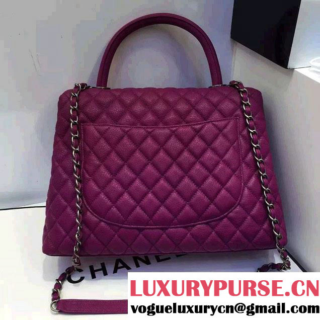 Chanel Top Handle Deerskin Flap Shoulder Large Bag Purple 2015/2016