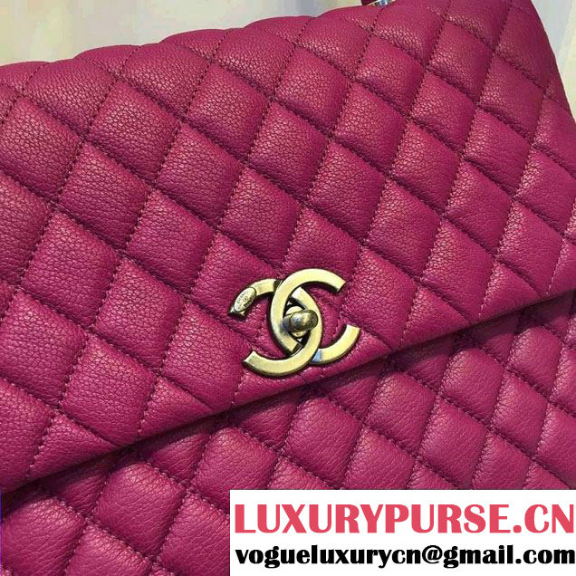 Chanel Top Handle Deerskin Flap Shoulder Large Bag Purple 2015/2016