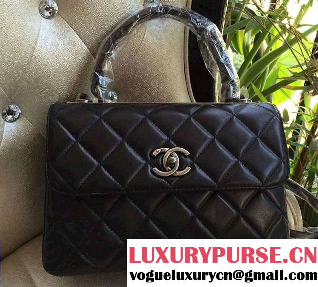 Chanel Lambskin Trendy CC Dual Handle Flap Tote Bag Black/Silver