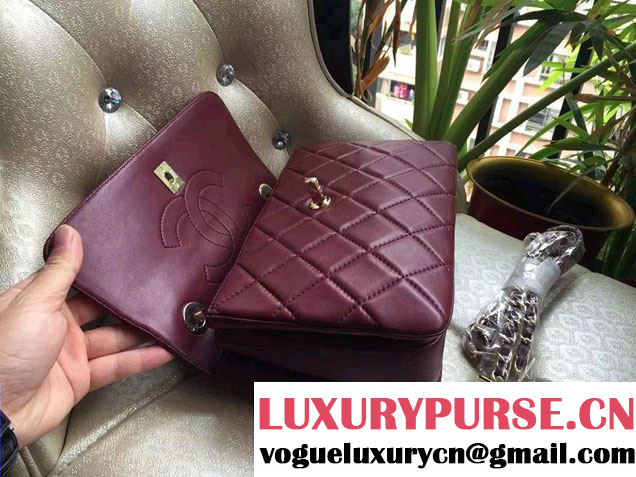 Chanel Lambskin Trendy CC Dual Handle Flap Tote Bag Date Red