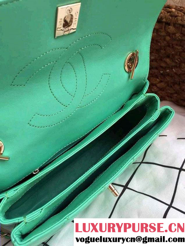 Chanel Lambskin Trendy CC Dual Handle Flap Tote Bag Turquoise