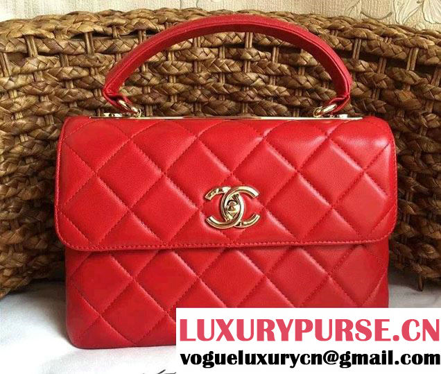 Chanel Lambskin Trendy CC Dual Handle Flap Tote Bag Red