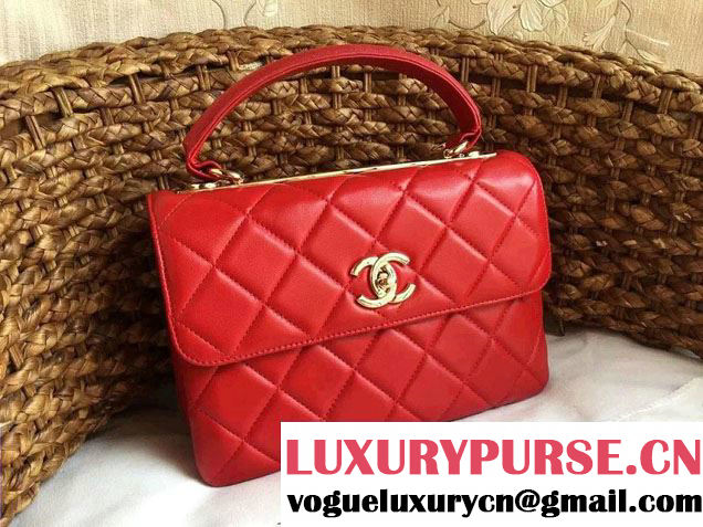 Chanel Lambskin Trendy CC Dual Handle Flap Tote Bag Red