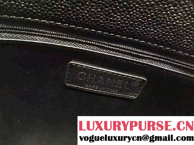 Chanel Metallic Grained Calfskin Large Shopping Tote Bag A91096 Black 2016