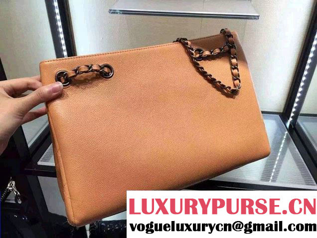 Chanel Metallic Grained Calfskin Large Shopping Tote Bag A91096 Apricot 2016