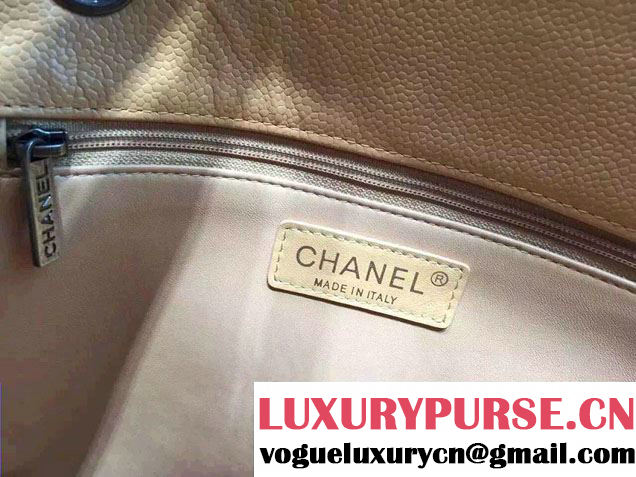 Chanel Metallic Grained Calfskin Large Shopping Tote Bag A91096 Apricot 2016