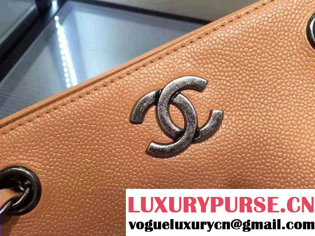 Chanel Metallic Grained Calfskin Large Shopping Tote Bag A91096 Apricot 2016
