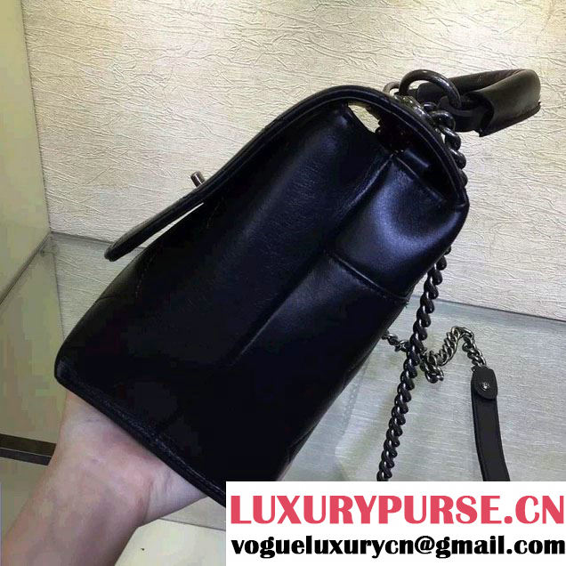 Chanel Calfskin Flap Bag with Handle A93879 Black 2016