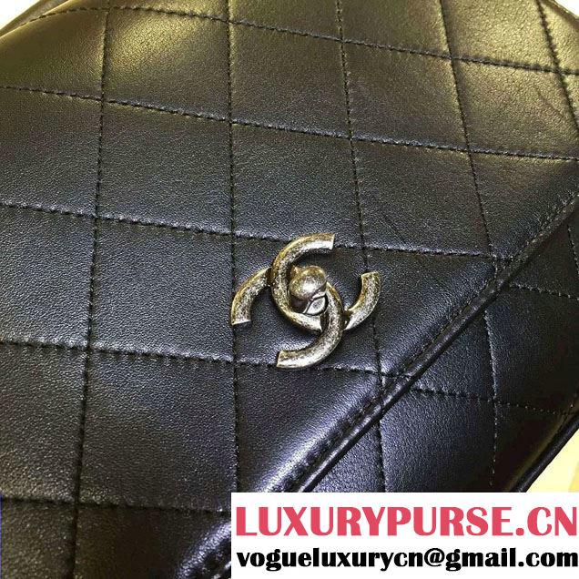 Chanel Calfskin Flap Bag with Handle A93879 Black 2016