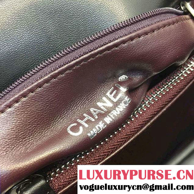 Chanel Python and Lambskin Flap Small Bag with Handle A93050 Black 2016