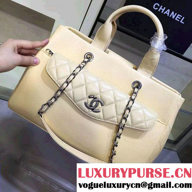 Chanel Grained Calfskin and Lambskin Large Shopping Bag A93284 Apricot 2016