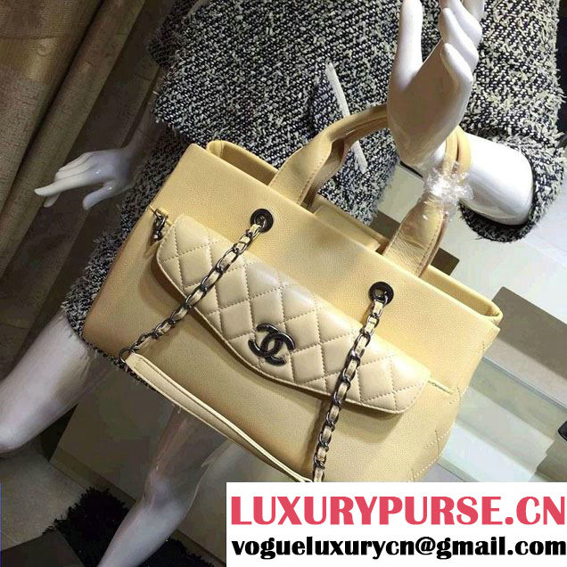 Chanel Grained Calfskin and Lambskin Large Shopping Bag A93284 Apricot 2016