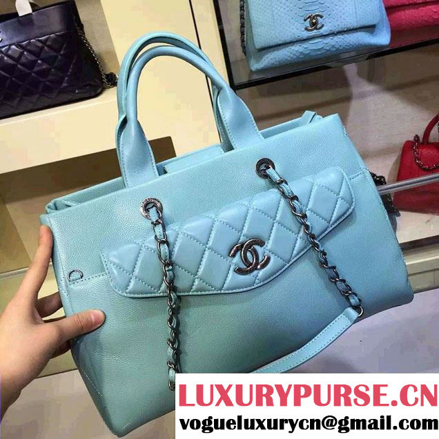 Chanel Grained Calfskin and Lambskin Large Shopping Bag A93284 Light Green 2016