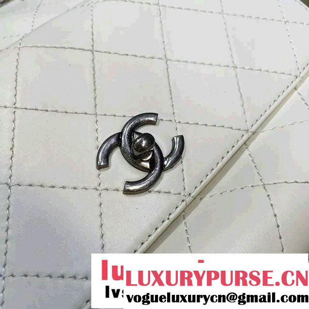 Chanel Calfskin Chain Shoulder Tote Backpack Bag White 2016