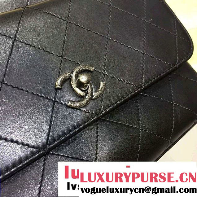 Chanel Calfskin Chain Shoulder Tote Backpack Bag Black 2016