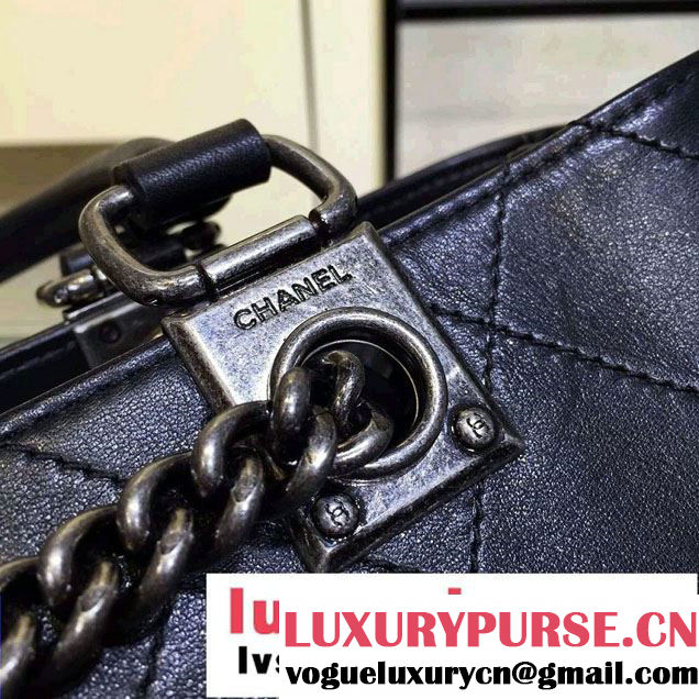 Chanel Calfskin Chain Shoulder Tote Backpack Bag Black 2016
