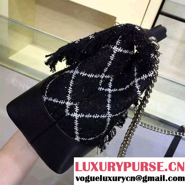 Chanel Tweed Grained Calfskin Flap Bag A93307 Black/White 2016