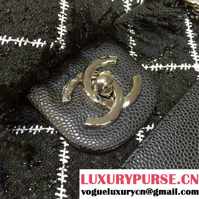 Chanel Tweed Grained Calfskin Flap Bag A93307 Black/White 2016
