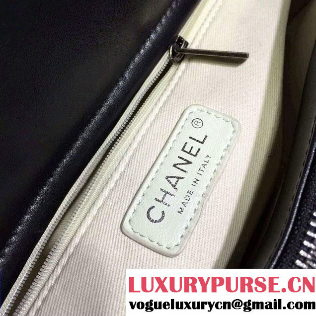 Chanel Tweed/Calfskin Tote Large Bag Black/White 2016