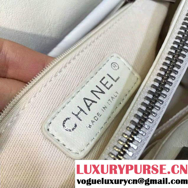 Chanel Tweed/Calfskin Tote Small Bag White/Red 2016