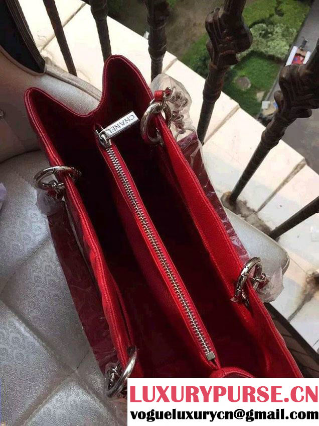 Chanel Caviar Leather GST Shopping Tote Bag Red