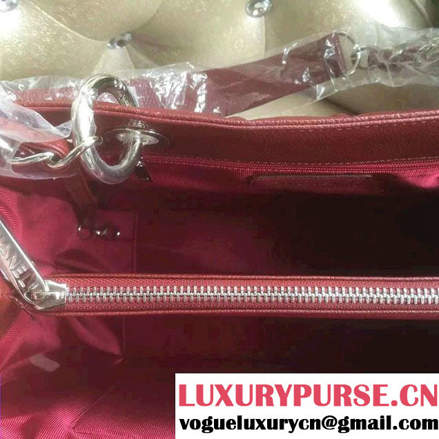 Chanel Caviar Leather GST Shopping Tote Bag Date Red/Silver