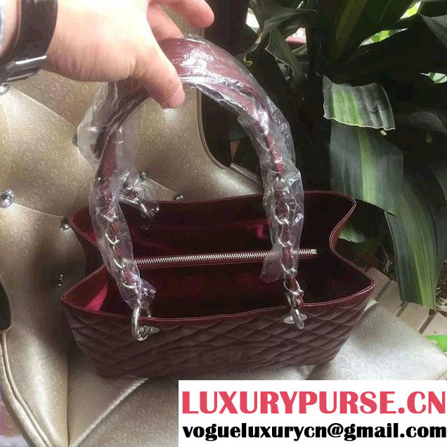 Chanel Caviar Leather GST Shopping Tote Bag Date Red/Silver