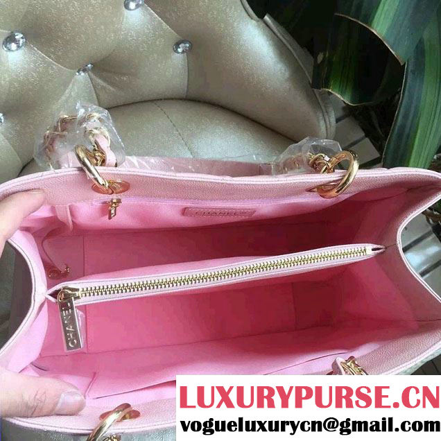 Chanel Caviar Leather GST Shopping Tote Bag Pink/Gold