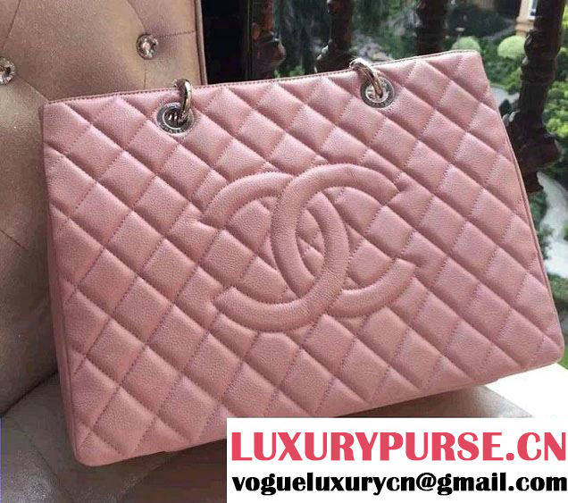 Chanel Caviar Leather GST Shopping Tote Bag Pink/Silver