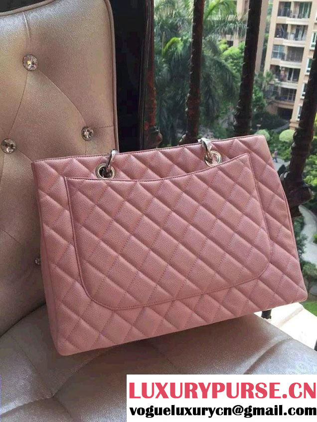 Chanel Caviar Leather GST Shopping Tote Bag Pink/Silver