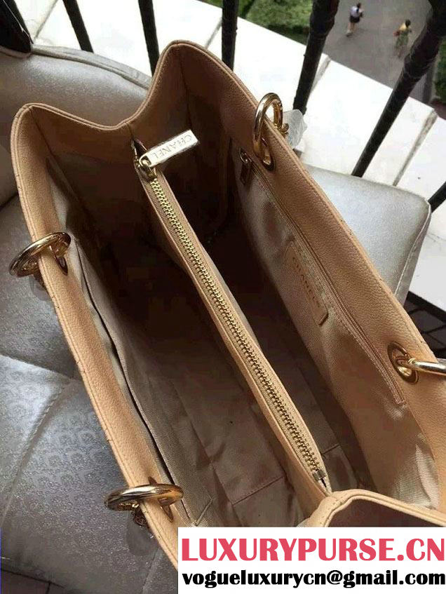 Chanel Caviar Leather GST Shopping Tote Bag Apricot/Gold