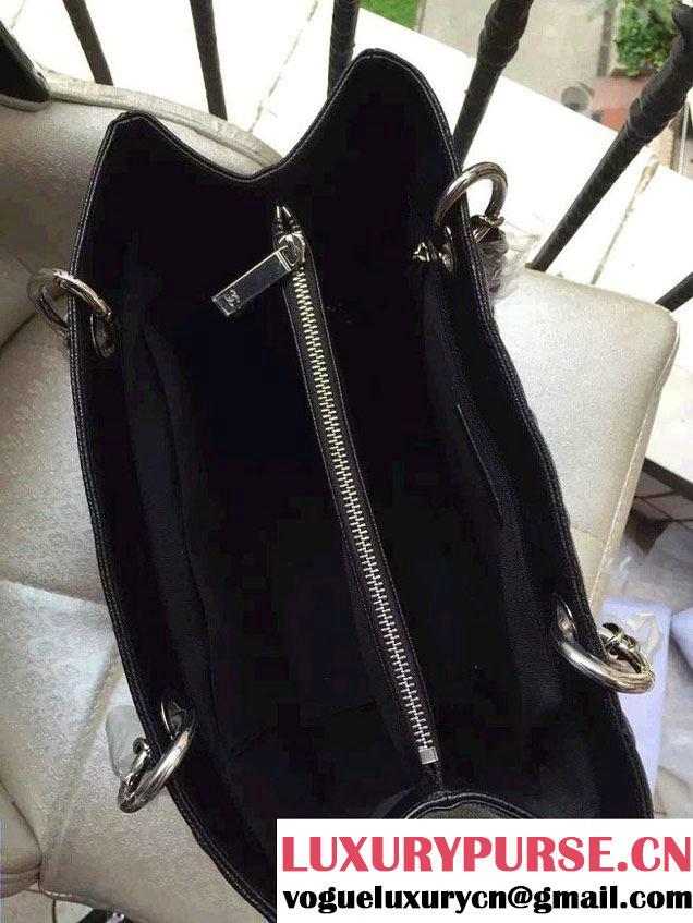 Chanel Caviar Leather GST Shopping Tote Bag Black/Silver