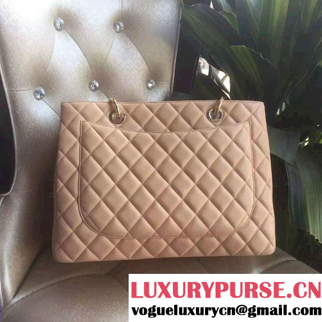 Chanel Lambskin Leather GST Shopping Tote Bag Apricot