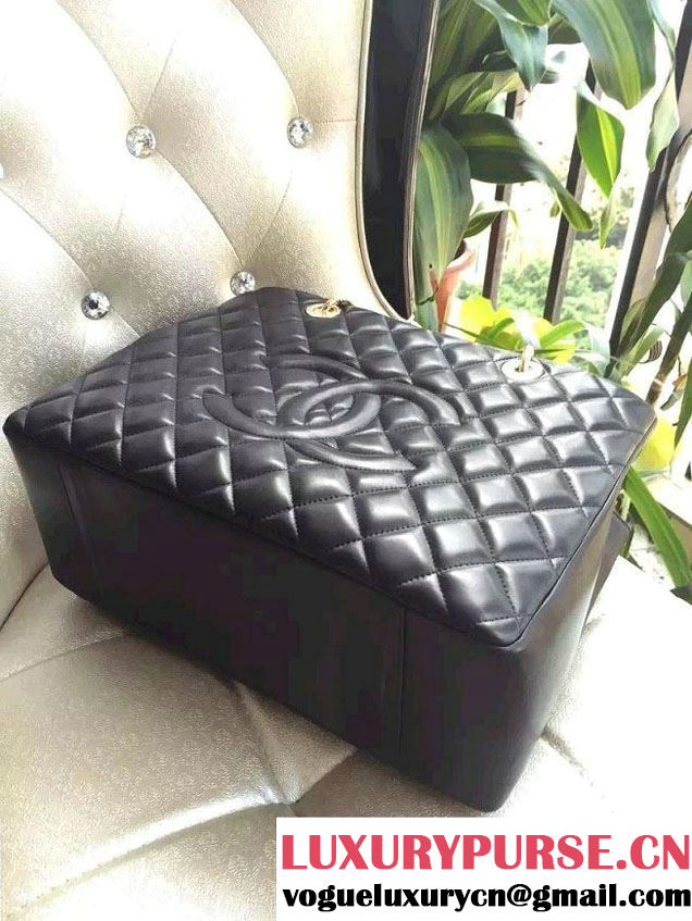 Chanel Lambskin Leather GST Shopping Tote Bag Black/Gold