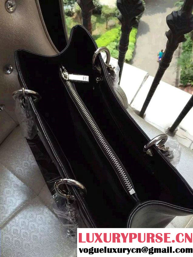 Chanel Lambskin Leather GST Shopping Tote Bag Black/Silver