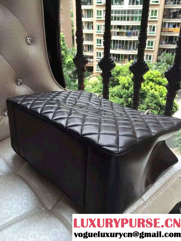 Chanel Lambskin Leather GST Shopping Tote Bag Black/Silver