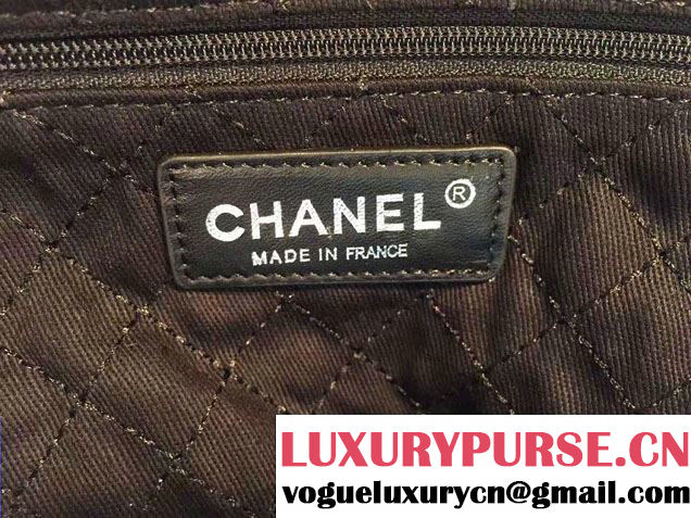 Chanel Grained Calfskin Tweed and Crests Bowling Bag A93310 Blue 2016