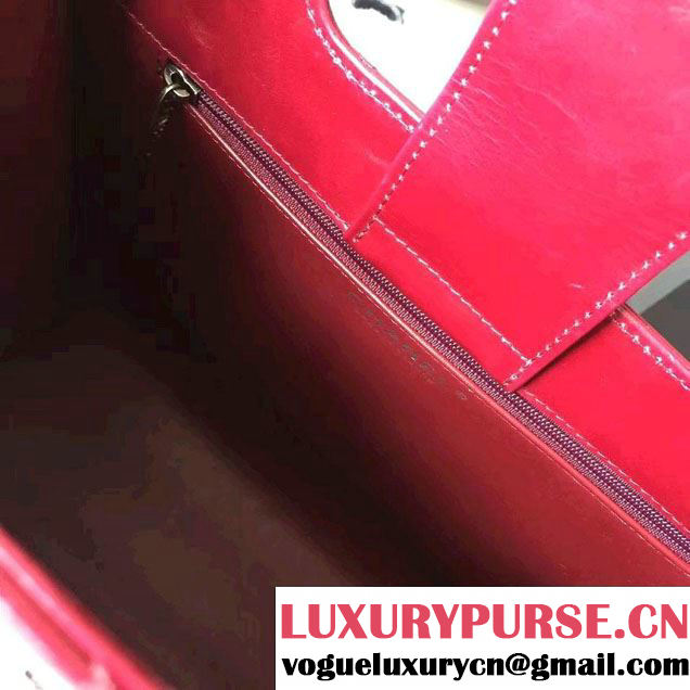 Chanel Calfskin Small Shopping Tote Bag A93058 Red 2016
