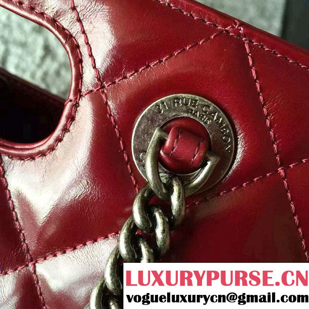 Chanel Calfskin Small Shopping Tote Bag A93058 Red 2016