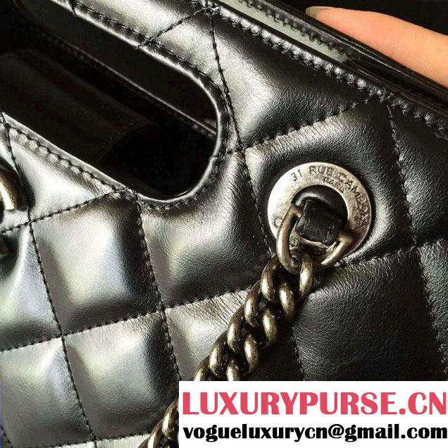 Chanel Calfskin Small Shopping Tote Bag A93058 Black 2016