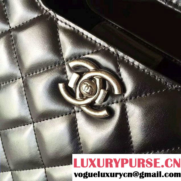 Chanel Calfskin Small Shopping Tote Bag A93058 Black 2016