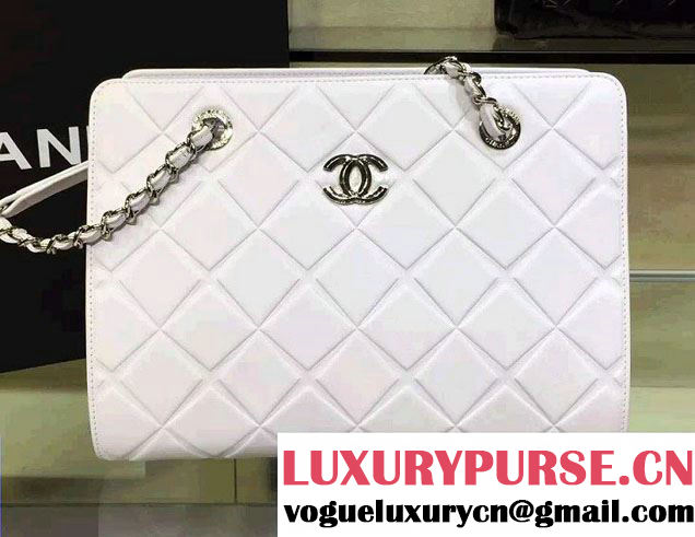 Chanel Propeller Shoulder Tote Bag White 2016