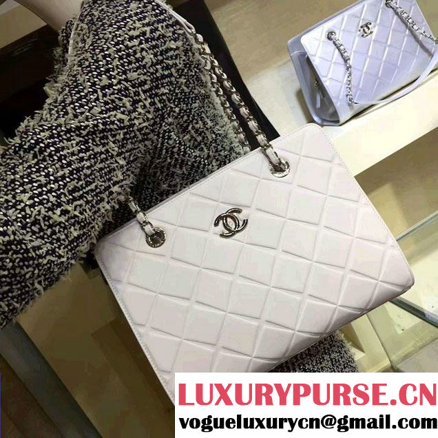 Chanel Propeller Shoulder Tote Bag White 2016