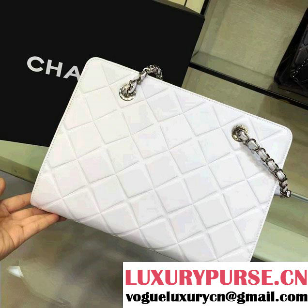 Chanel Propeller Shoulder Tote Bag White 2016