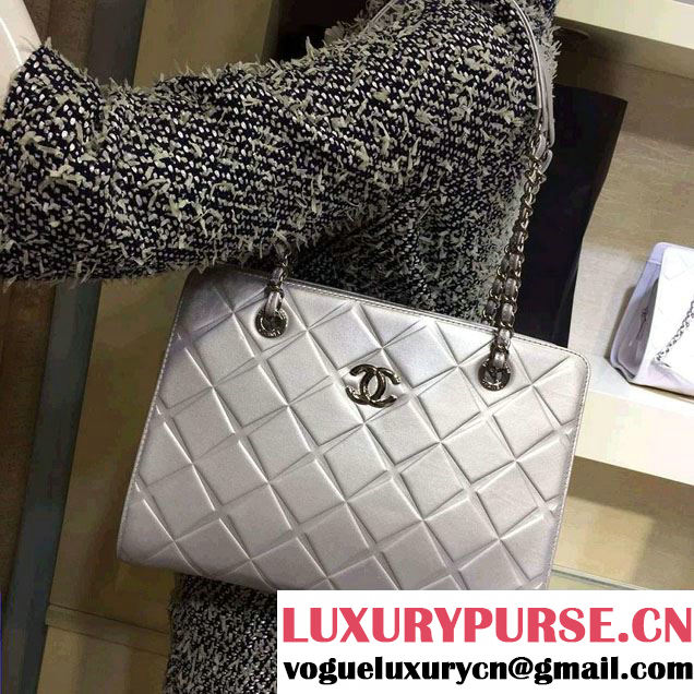 Chanel Propeller Shoulder Tote Bag Silver 2016