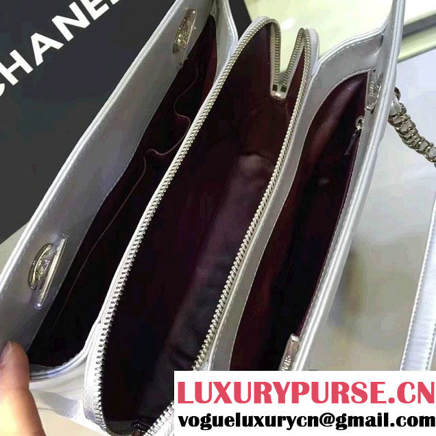Chanel Propeller Shoulder Tote Bag Silver 2016