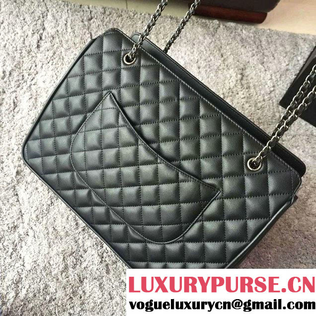 Chanel Quilted Calfskin/Ruthenium Metal Tote Bag A98551 Black 2016