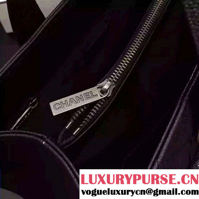 Chanel Quilted Grained Calfskin Large Shopping Bag A98557 Black 2016