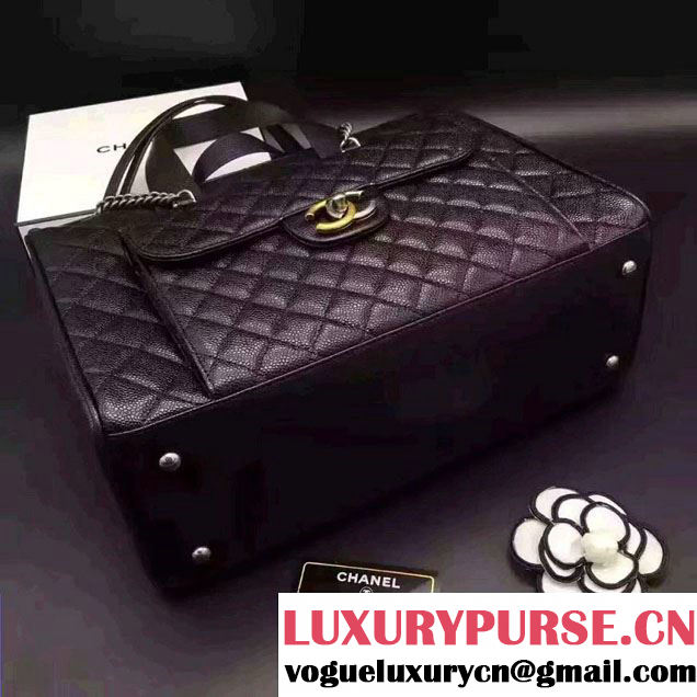 Chanel Quilted Grained Calfskin Large Shopping Bag A98557 Black 2016