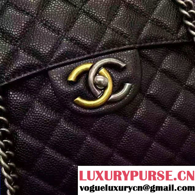 Chanel Quilted Grained Calfskin Large Shopping Bag A98557 Black 2016